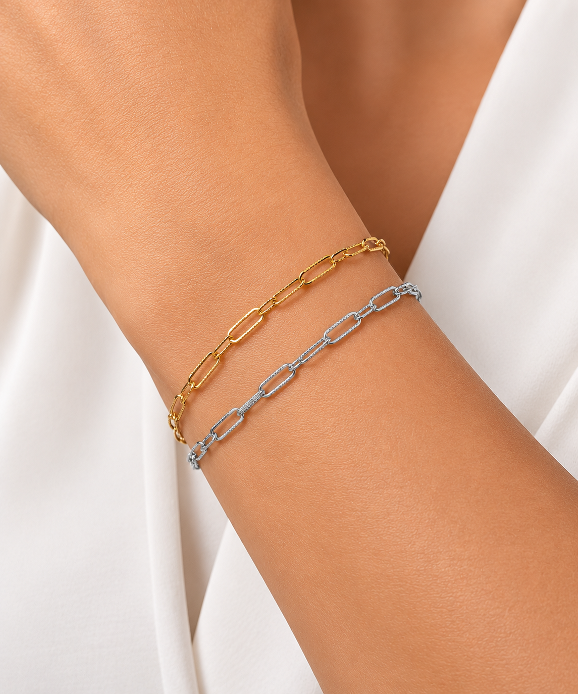 Pulseira Elo Andressa nos banhos ouro 18K e prata