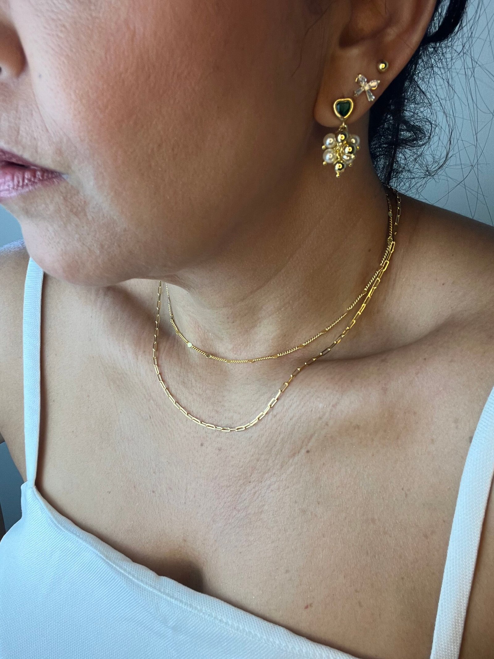 Brincos Cachos com Cristal e Pérolas